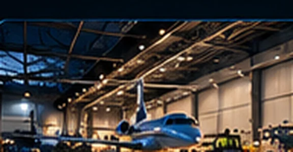 Business aircraft inside a hangar